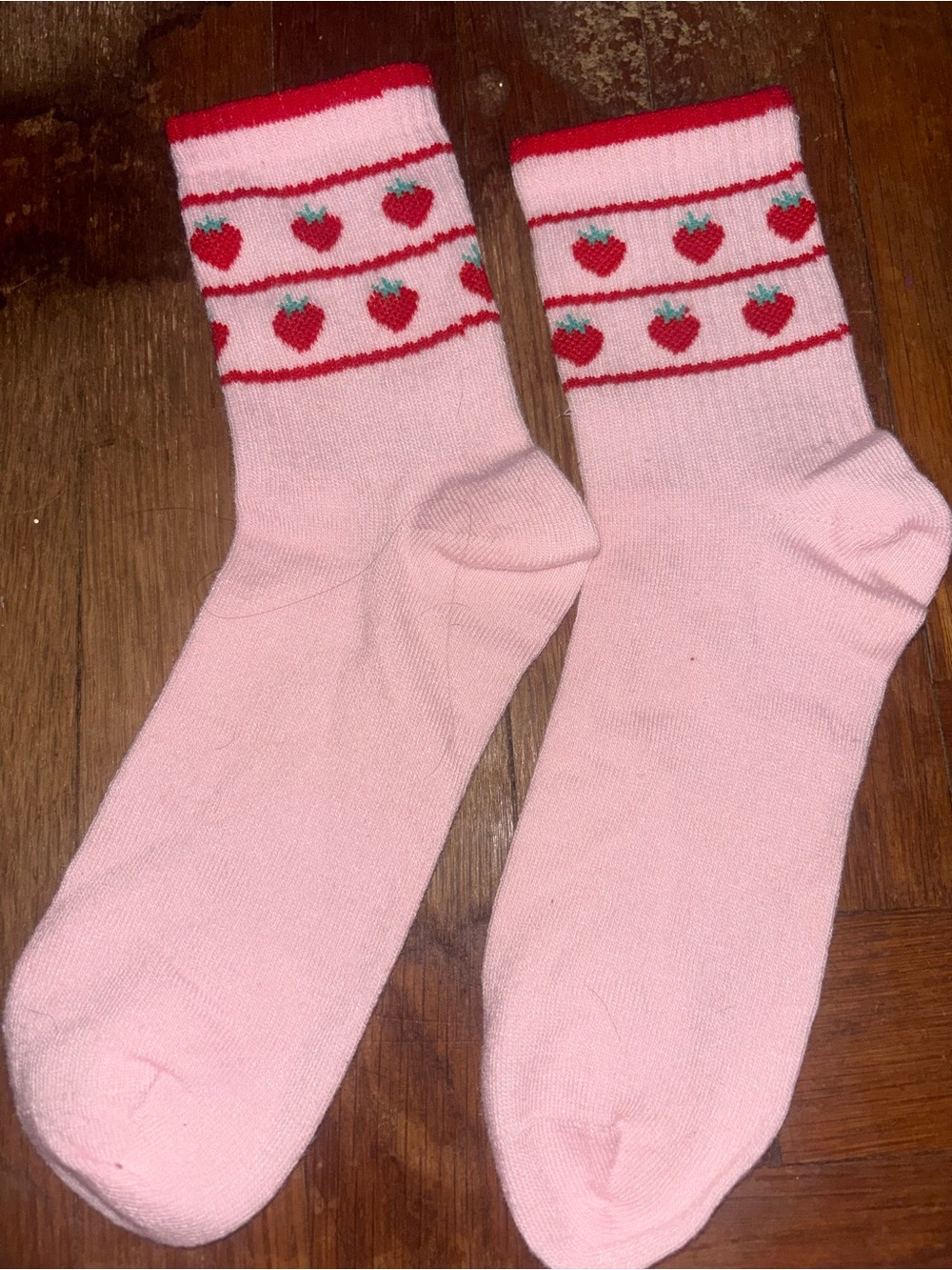 Pink Strawberry Crew Socks